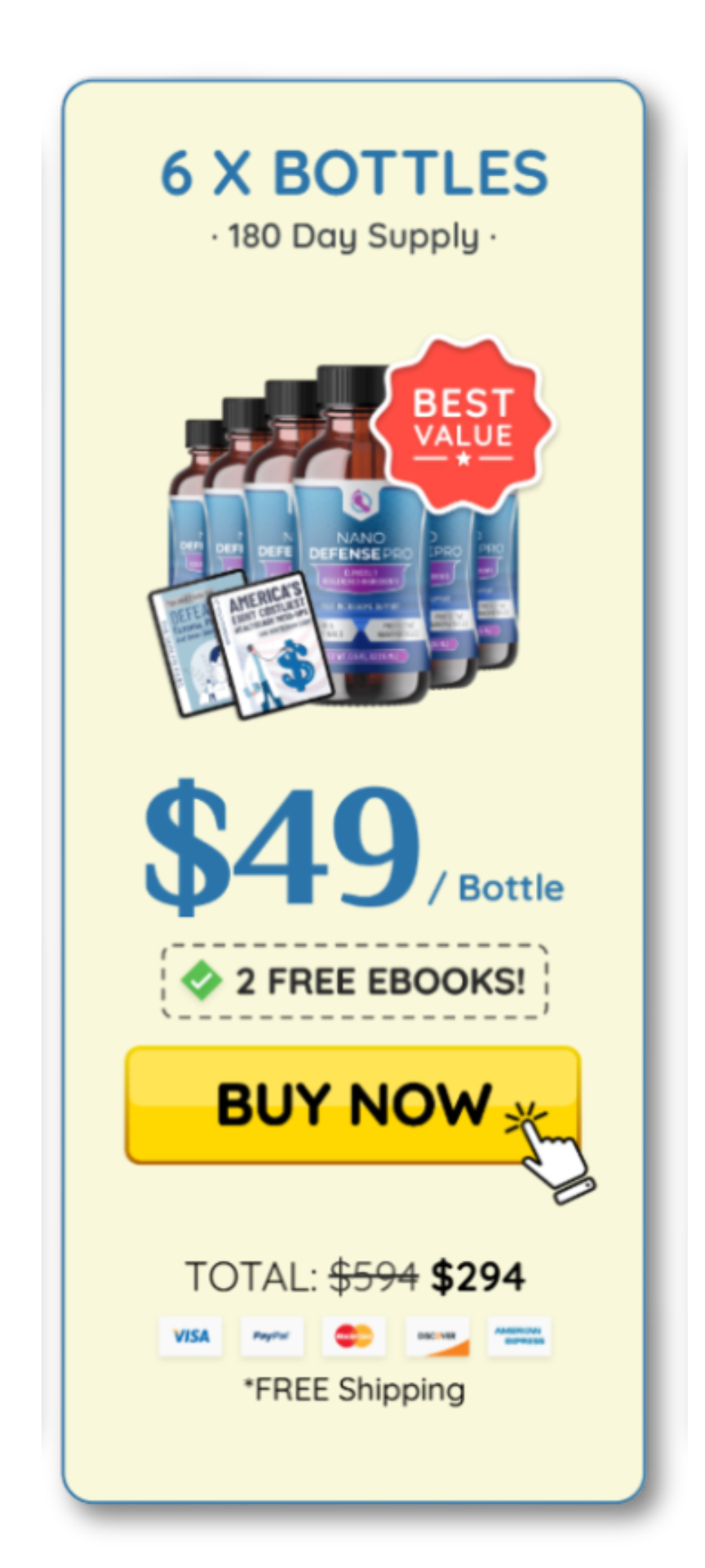 Grab Best Pack Offer - NanoDefense Pro 6 bottles with free shipping and bonuses